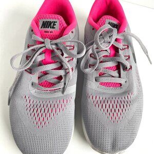 Nike Girls Free RN GS Running Athletic Shoes 833993-001 Grey/Pink 4Y  noirnostal